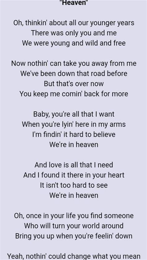 heaven lyrics|heaven song by bryan adams.